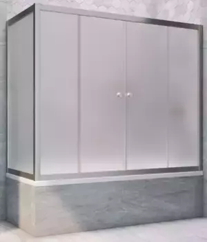 Шторка на ванну стеклянная «Vegas Glass» Z2V+ZVF Novo 185/70 сатин/хром матовая универсальная