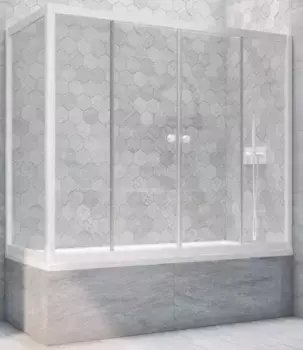 Шторка на ванну стеклянная «Vegas Glass» Z2V+ZVF Novo 185/75 Crystal vision/белая универсальная