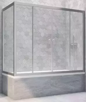 Шторка на ванну стеклянная «Vegas Glass» Z2V+ZVF Novo 185/75 Crystal vision/хром матовая универсальная