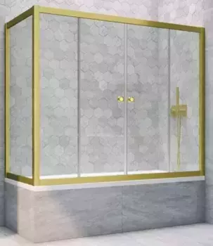 Шторка на ванну стеклянная «Vegas Glass» Z2V+ZVF Novo 185/75 Crystal vision/золото матовое универсальная
