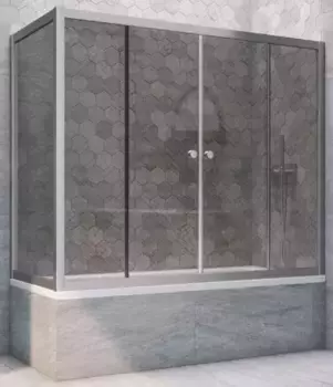 Шторка на ванну стеклянная «Vegas Glass» Z2V+ZVF Novo 185/75 графит/хром матовая универсальная