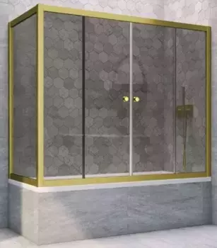 Шторка на ванну стеклянная «Vegas Glass» Z2V+ZVF Novo 185/75 графит/золото матовое универсальная