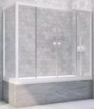 Шторка на ванну стеклянная «Vegas Glass» Z2V+ZVF Novo 185/75 прозрачная/белая универсальная