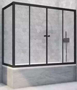 Шторка на ванну стеклянная «Vegas Glass» Z2V+ZVF Novo 185/80 Crystal vision/чёрная матовая универсальная