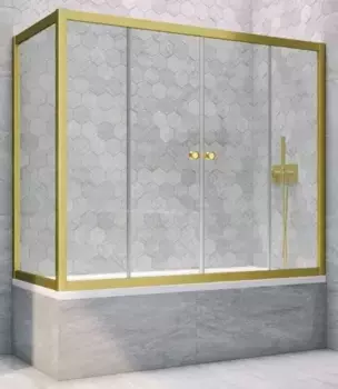 Шторка на ванну стеклянная «Vegas Glass» Z2V+ZVF Novo 185/80 Crystal vision/золото матовое универсальная