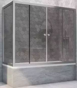 Шторка на ванну стеклянная «Vegas Glass» Z2V+ZVF Novo 185/80 графит/хром матовая универсальная