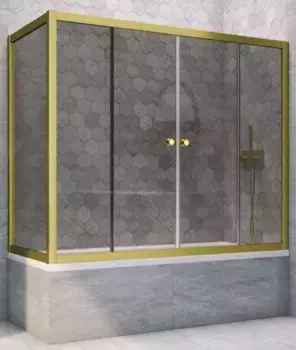 Шторка на ванну стеклянная «Vegas Glass» Z2V+ZVF Novo 185/80 графит/золото матовое универсальная