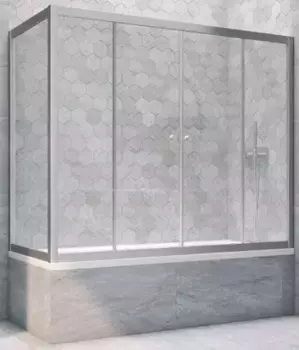 Шторка на ванну стеклянная «Vegas Glass» Z2V+ZVF Novo 185/80 прозрачная/хром матовая универсальная