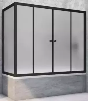 Шторка на ванну стеклянная «Vegas Glass» Z2V+ZVF Novo 185/80 сатин/чёрная матовая универсальная