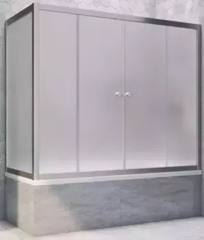 Шторка на ванну стеклянная «Vegas Glass» Z2V+ZVF Novo 185/80 сатин/хром матовая универсальная