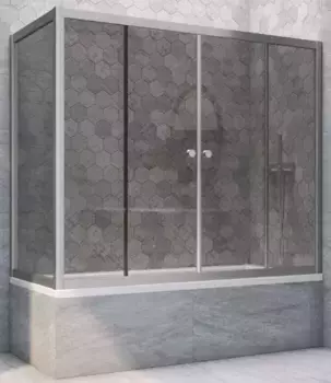 Шторка на ванну стеклянная «Vegas Glass» Z2V+ZVF Novo 185/85 графит/хром матовая универсальная