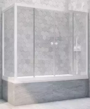 Шторка на ванну стеклянная «Vegas Glass» Z2V+ZVF Novo 185/90 Crystal vision/белая универсальная