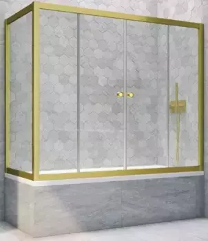 Шторка на ванну стеклянная «Vegas Glass» Z2V+ZVF Novo 185/90 Crystal vision/золото матовое универсальная