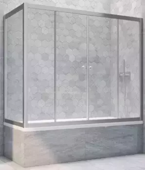 Шторка на ванну стеклянная «Vegas Glass» Z2V+ZVF Novo 185/90 прозрачная/хром матовая универсальная