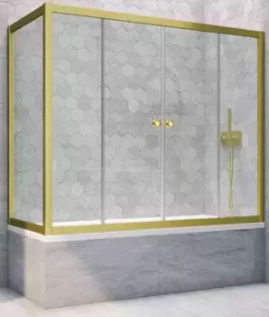 Шторка на ванну стеклянная «Vegas Glass» Z2V+ZVF Novo 185/90 прозрачная/золото матовое универсальная