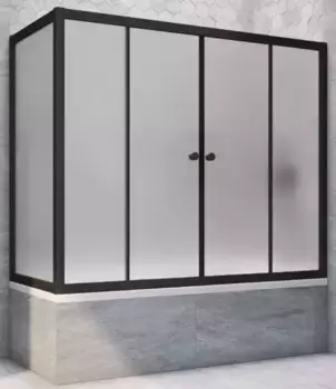 Шторка на ванну стеклянная «Vegas Glass» Z2V+ZVF Novo 185/90 сатин/чёрная матовая универсальная