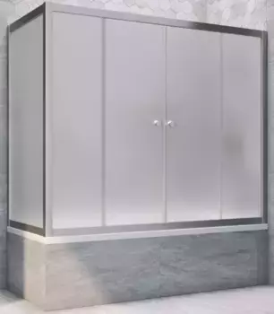 Шторка на ванну стеклянная «Vegas Glass» Z2V+ZVF Novo 185/90 сатин/хром матовая универсальная