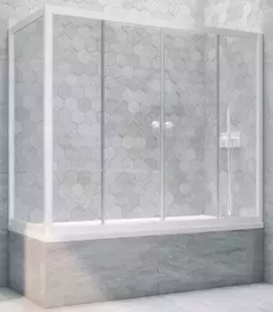 Шторка на ванну стеклянная «Vegas Glass» Z2V+ZVF Novo 190/70 Crystal vision/белая универсальная