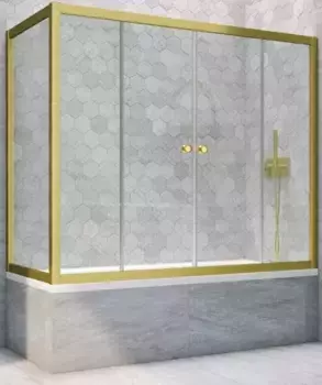 Шторка на ванну стеклянная «Vegas Glass» Z2V+ZVF Novo 190/70 Crystal vision/золото матовое универсальная