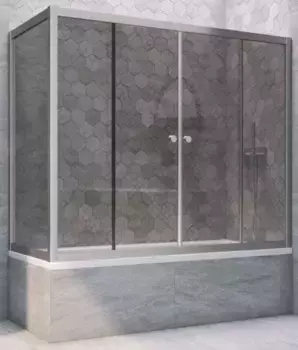 Шторка на ванну стеклянная «Vegas Glass» Z2V+ZVF Novo 190/70 графит/хром матовая универсальная