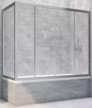 Шторка на ванну стеклянная «Vegas Glass» Z2V+ZVF Novo 190/70 прозрачная/хром матовая универсальная