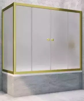 Шторка на ванну стеклянная «Vegas Glass» Z2V+ZVF Novo 190/70 сатин/золото матовое универсальная