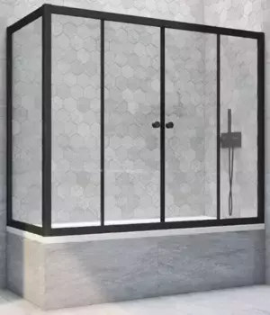 Шторка на ванну стеклянная «Vegas Glass» Z2V+ZVF Novo 190/75 Crystal vision/чёрная матовая универсальная