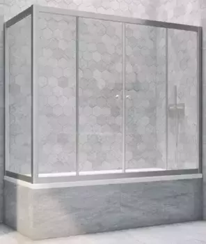 Шторка на ванну стеклянная «Vegas Glass» Z2V+ZVF Novo 190/75 Crystal vision/хром матовая универсальная