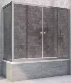 Шторка на ванну стеклянная «Vegas Glass» Z2V+ZVF Novo 190/75 графит/хром матовая универсальная