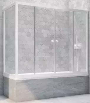 Шторка на ванну стеклянная «Vegas Glass» Z2V+ZVF Novo 190/75 прозрачная/белая универсальная