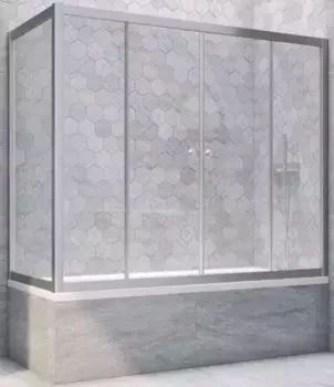 Шторка на ванну стеклянная «Vegas Glass» Z2V+ZVF Novo 190/75 прозрачная/хром матовая универсальная