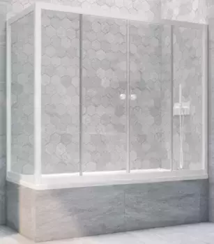 Шторка на ванну стеклянная «Vegas Glass» Z2V+ZVF Novo 190/80 Crystal vision/белая универсальная