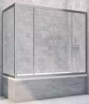 Шторка на ванну стеклянная «Vegas Glass» Z2V+ZVF Novo 190/80 Crystal vision/хром матовая универсальная