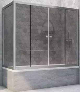 Шторка на ванну стеклянная «Vegas Glass» Z2V+ZVF Novo 190/80 графит/хром матовая универсальная