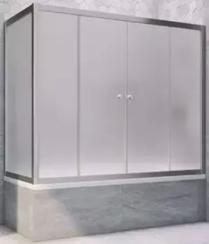 Шторка на ванну стеклянная «Vegas Glass» Z2V+ZVF Novo 190/80 сатин/хром матовая универсальная