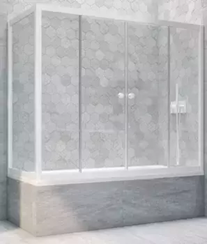 Шторка на ванну стеклянная «Vegas Glass» Z2V+ZVF Novo 190/85 Crystal vision/белая универсальная
