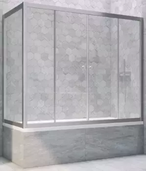 Шторка на ванну стеклянная «Vegas Glass» Z2V+ZVF Novo 190/85 Crystal vision/хром матовая универсальная