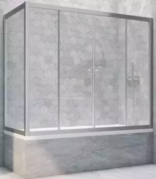 Шторка на ванну стеклянная «Vegas Glass» Z2V+ZVF Novo 190/85 прозрачная/хром матовая универсальная