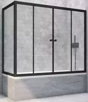 Шторка на ванну стеклянная «Vegas Glass» Z2V+ZVF Novo 190/90 Crystal vision/чёрная матовая универсальная
