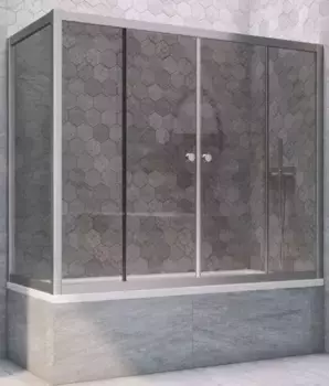 Шторка на ванну стеклянная «Vegas Glass» Z2V+ZVF Novo 190/90 графит/хром матовая универсальная