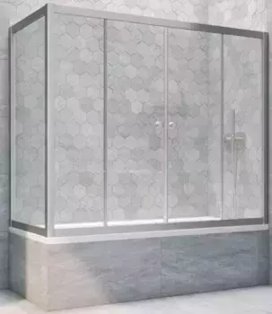 Шторка на ванну стеклянная «Vegas Glass» Z2V+ZVF Novo 190/90 прозрачная/хром матовая универсальная