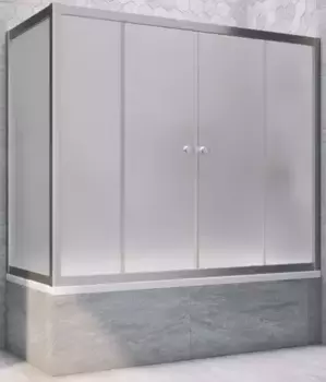 Шторка на ванну стеклянная «Vegas Glass» Z2V+ZVF Novo 190/90 сатин/хром матовая универсальная