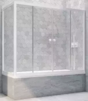 Шторка на ванну стеклянная «Vegas Glass» Z2V+ZVF Novo 195/70 прозрачная/белая универсальная