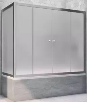 Шторка на ванну стеклянная «Vegas Glass» Z2V+ZVF Novo 195/70 сатин/хром матовая универсальная