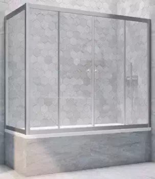 Шторка на ванну стеклянная «Vegas Glass» Z2V+ZVF Novo 195/75 Crystal vision/хром матовая универсальная