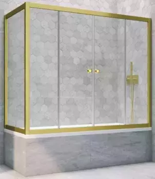 Шторка на ванну стеклянная «Vegas Glass» Z2V+ZVF Novo 195/75 Crystal vision/золото матовое универсальная