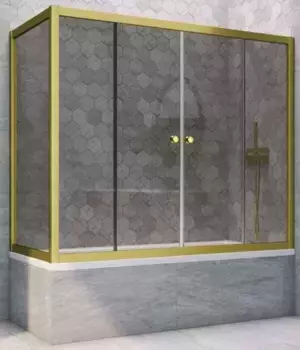 Шторка на ванну стеклянная «Vegas Glass» Z2V+ZVF Novo 195/75 графит/золото матовое универсальная