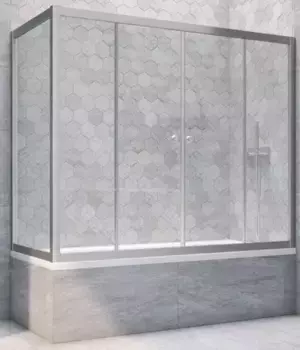 Шторка на ванну стеклянная «Vegas Glass» Z2V+ZVF Novo 195/75 прозрачная/хром матовая универсальная