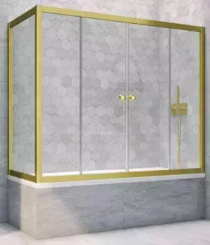 Шторка на ванну стеклянная «Vegas Glass» Z2V+ZVF Novo 195/75 прозрачная/золото матовое универсальная