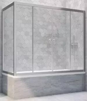 Шторка на ванну стеклянная «Vegas Glass» Z2V+ZVF Novo 195/80 Crystal vision/хром матовая универсальная